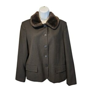 Vintage Courtenay Womens Black 100% Wool Jacket Blazer Size 8 Pockets Career EUC